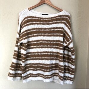 Striped mustard and White Women's Sweater